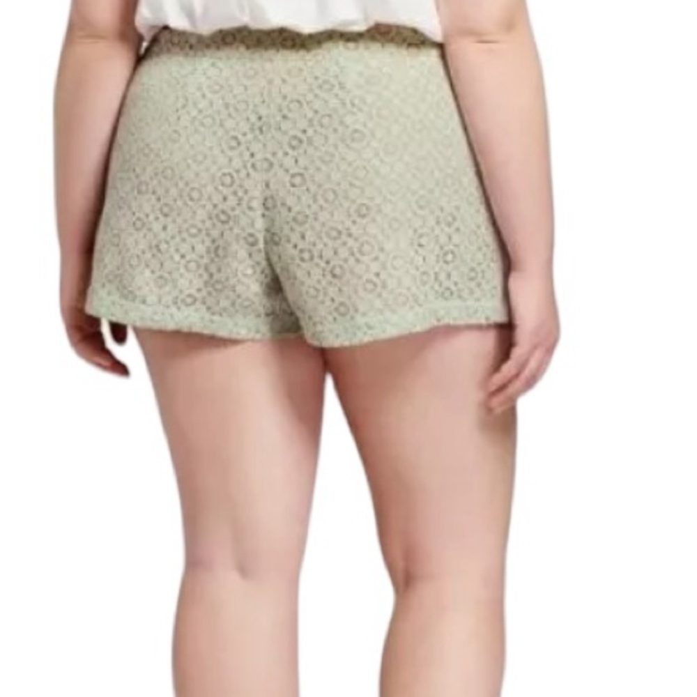 Victoria Beckham size 12 green lace shorts  flat front pockets lined NWOT - Picture 3 of 16